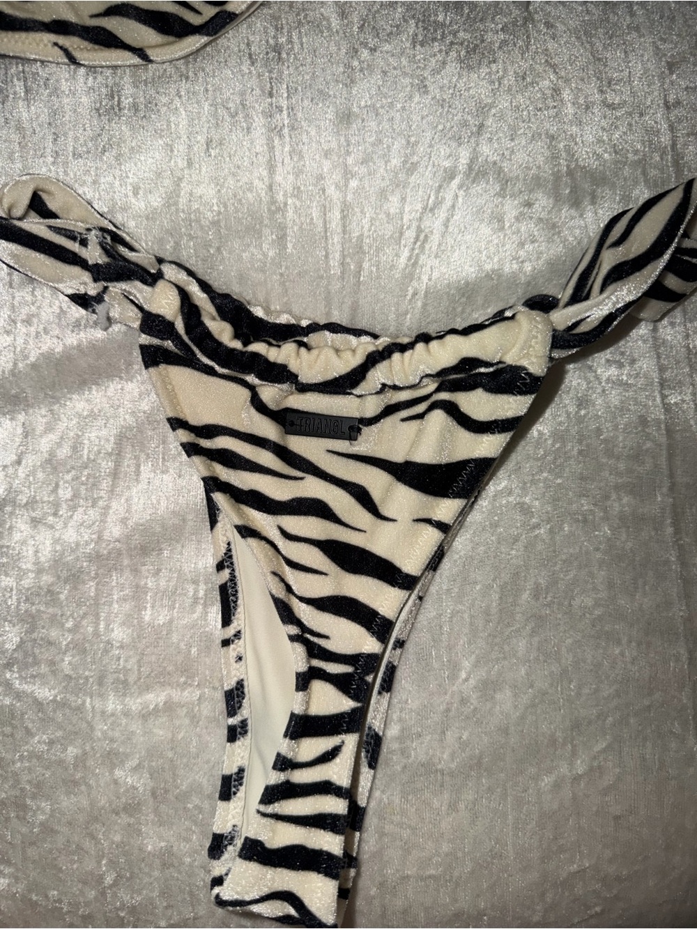 Triangl Swim Zebra Print Bikini Set WITH BAG - Black & Cream - Picture 3 of 5